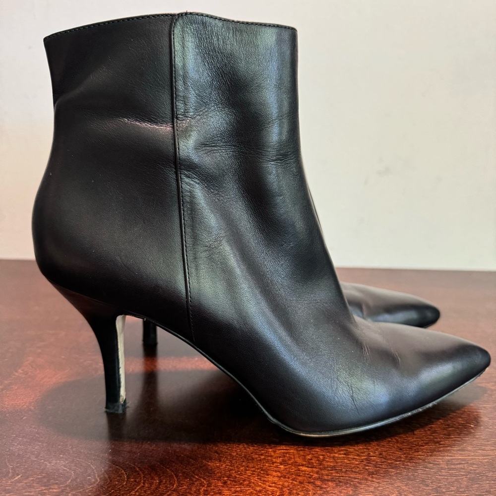 Michael Kors Black‎ Leather Heeled Ankle Boots Booties Career City Size 10M - Picture 3 of 13